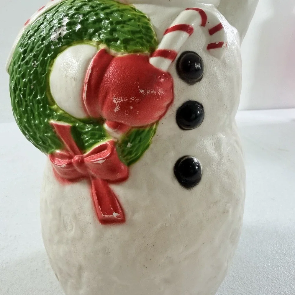 Vintage DAPOL Plastic Christmas Snowman W/ Wreath Blow Mold 12.5